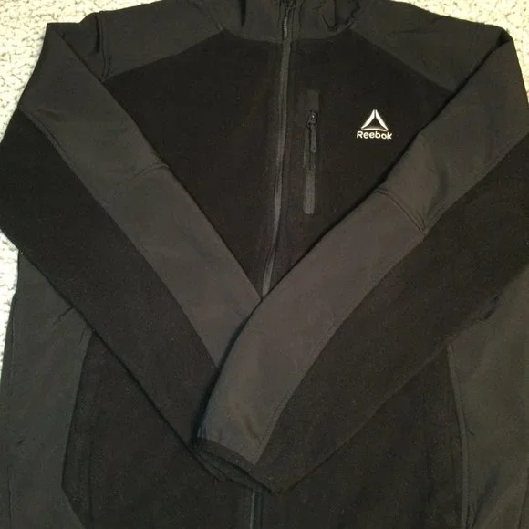 Reebok Nylon/Fleece Hooded Full Zip Up Jacket - Picture 2 of 9